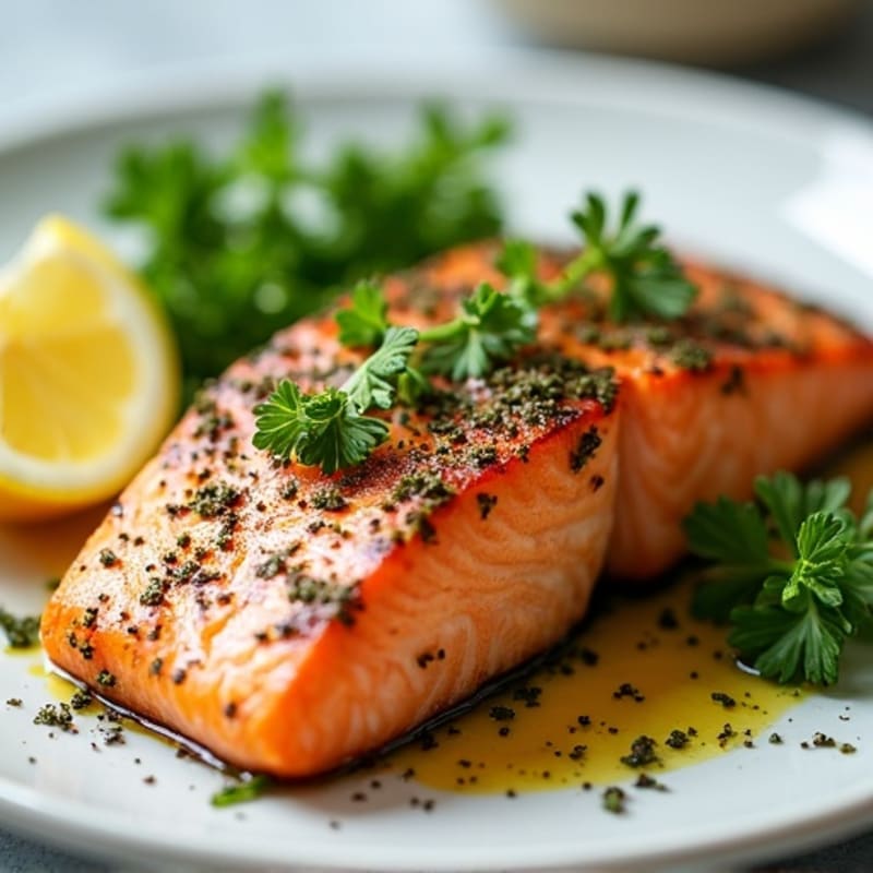 Herb-Crusted Pan Seared Salmon with Lemon