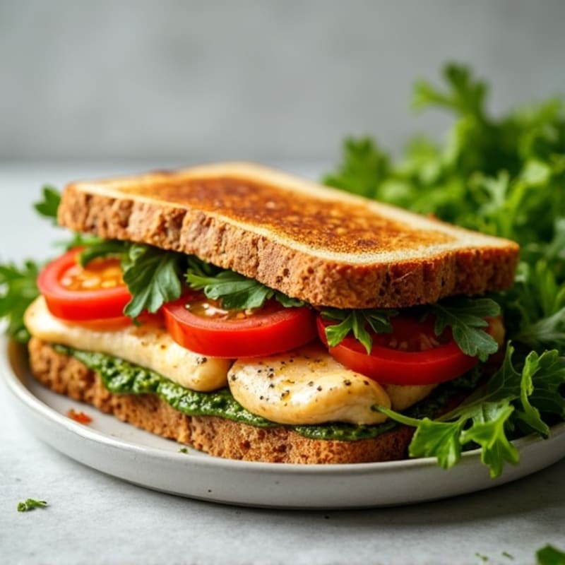 Herb-Pesto Grilled Chicken Sandwich with Fresh Greens