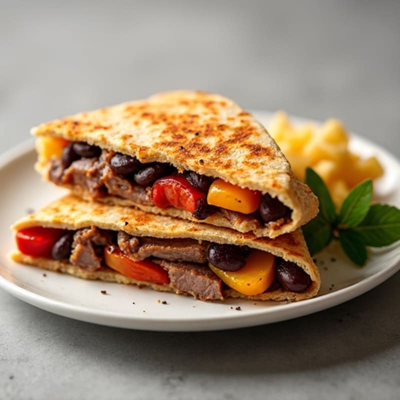 Crispy Lean Steak and Black Bean Whole Wheat Quesadillas