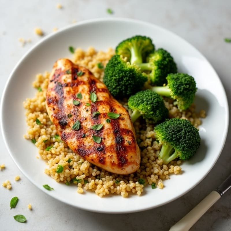 Sheet Pan Roasted Chicken and Crispy Broccoli with Quinoa