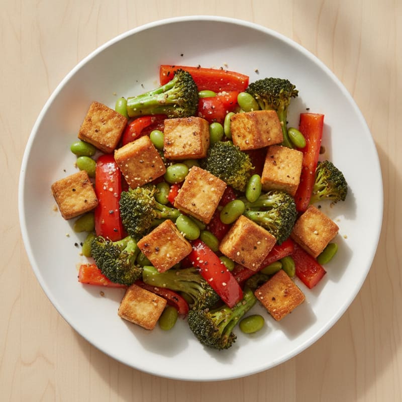 Pan-Seared Tofu with Roasted Vegetables