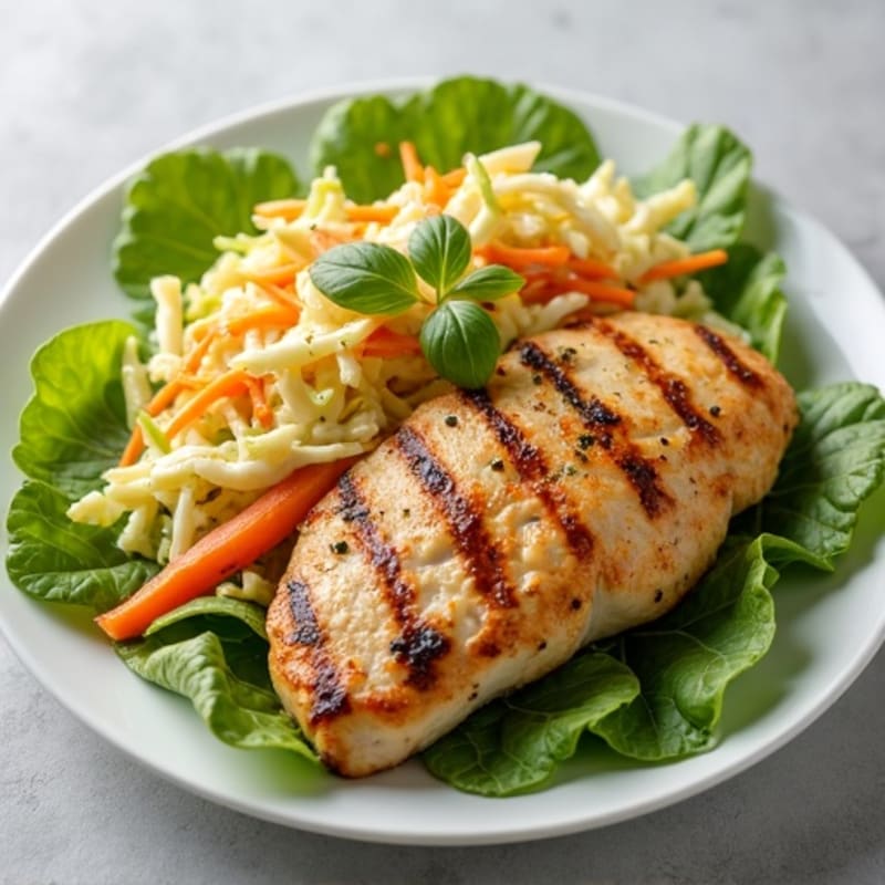 Grilled Chicken Breast with Crunchy Cabbage Slaw