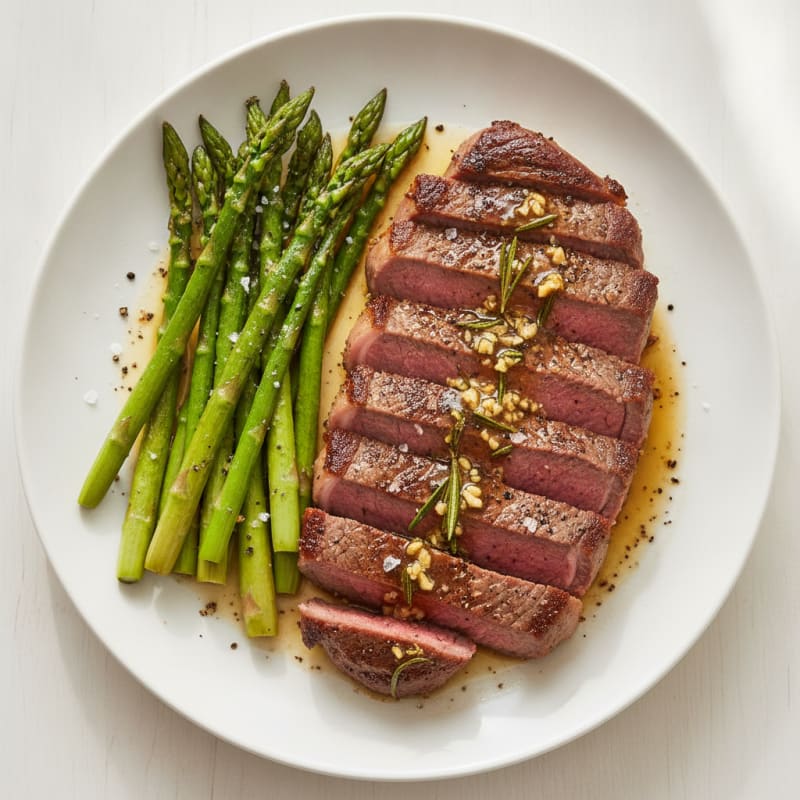 Pan-Seared Steak with Roasted Asparagus