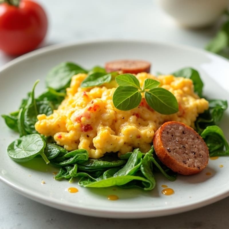 Egg White Scramble with Spinach and Turkey Sausage