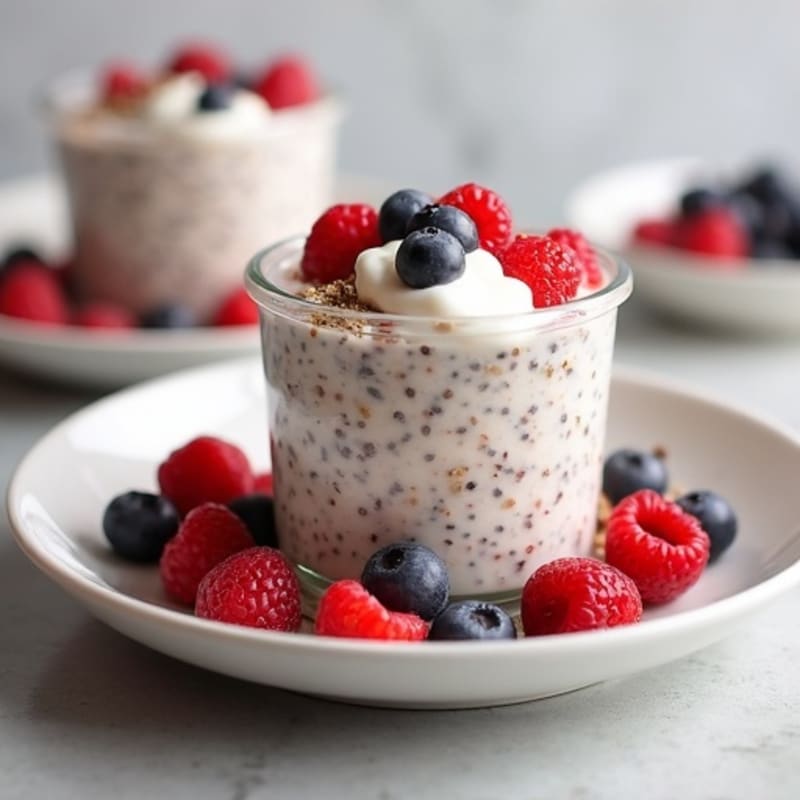 Creamy Almond Milk Chia Overnight Oats with Berries and Protein