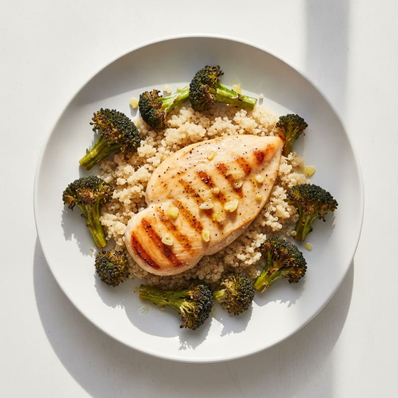 Grilled Chicken Breast with Roasted Broccoli and Quinoa