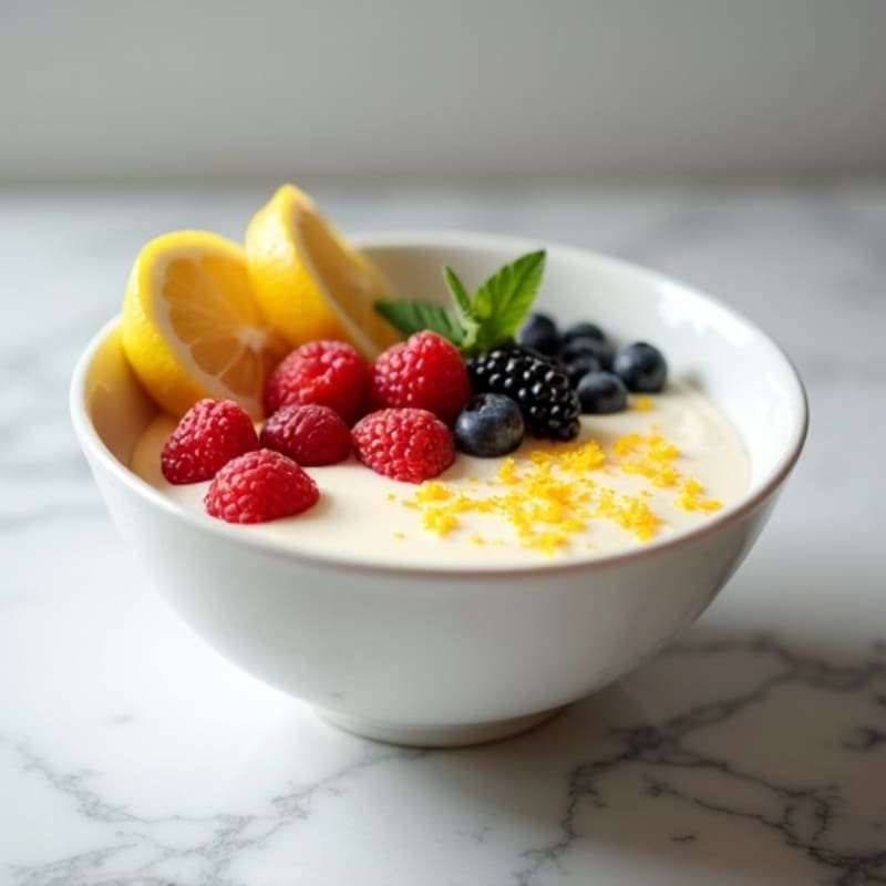 Creamy Lemon Berry Protein Cheesecake Bowl