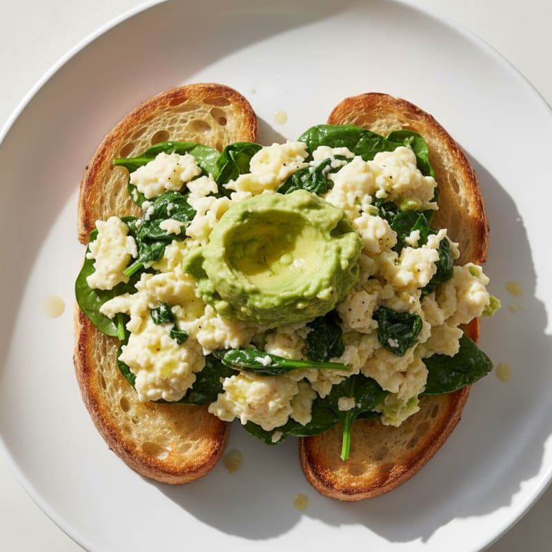 Egg White Scramble with Spinach and Sourdough Toast