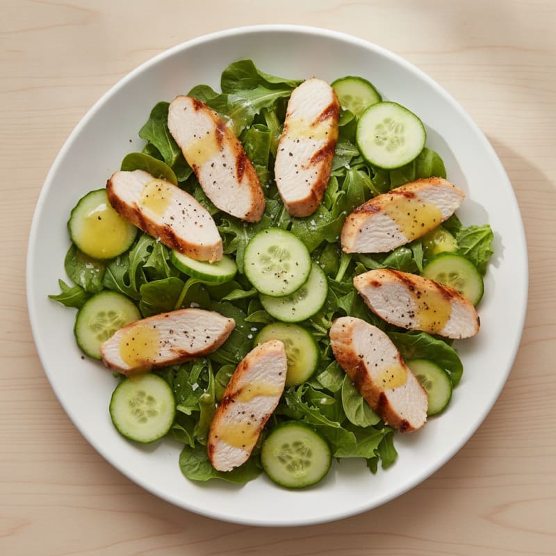 Grilled Turkey Breast Salad with Cucumber and Mixed Greens