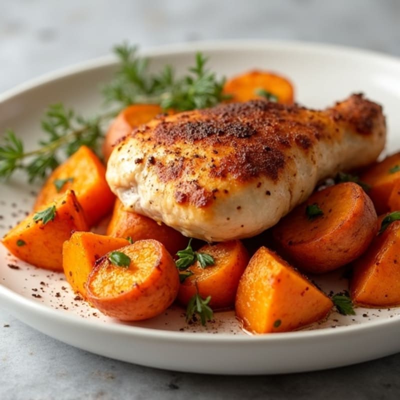 Baked Cinnamon Chicken with Roasted Sweet Potatoes