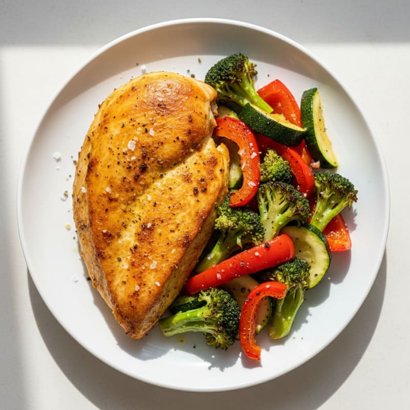 Golden Roasted Chicken and Crispy Vegetable Medley