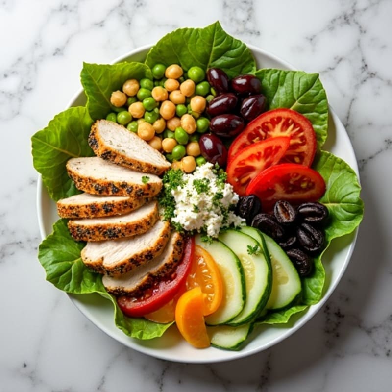 Fresh Mediterranean Chopped Salad with Herb-Marinated Feta