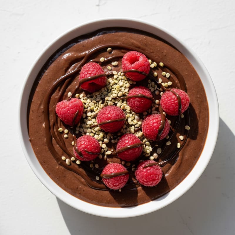 Silky Chocolate Protein Pudding with Cottage Cheese and Berries