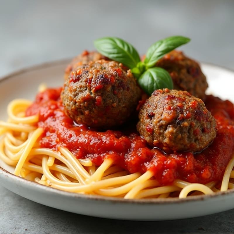Lean Beef Meatballs with Whole Wheat Spaghetti and Fresh Tomato Sauce