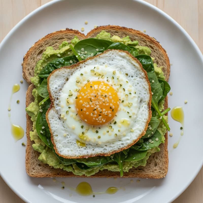 Crispy Egg and Spinach Toast with Whole Grain Bread