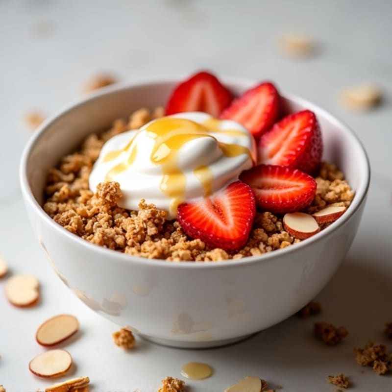 Protein-Packed Greek Yogurt Strawberry Shortcake Bowl