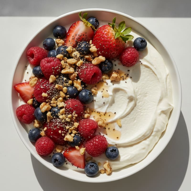 Silky Greek Yogurt Protein Mousse with Mixed Berries
