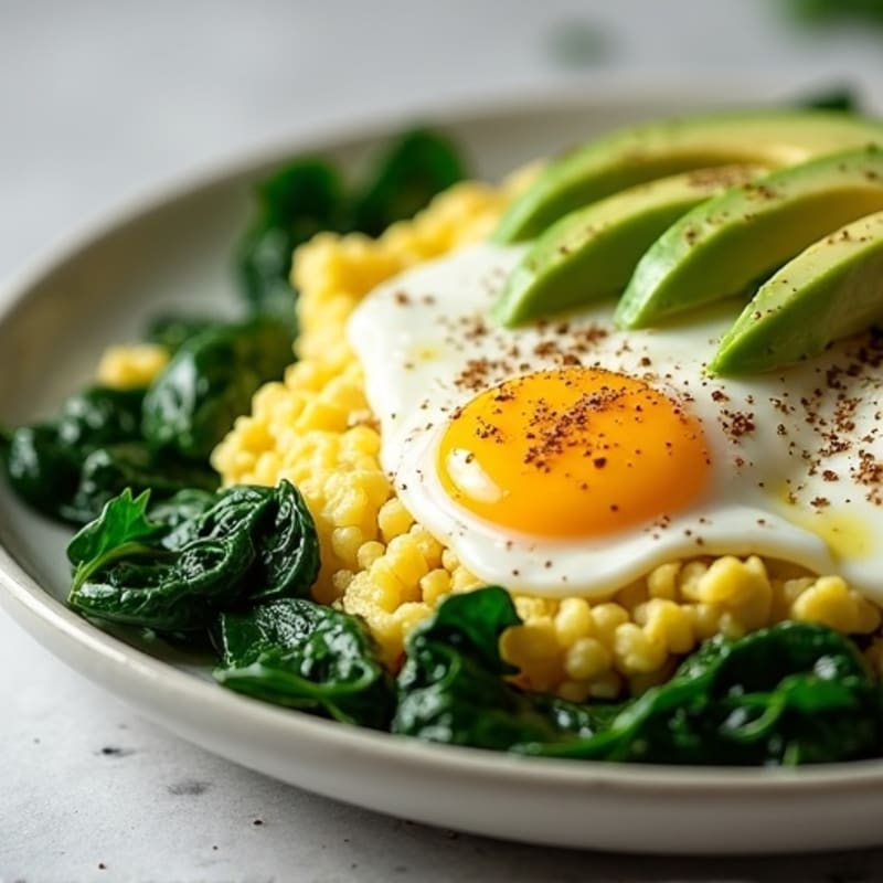 Egg White Scramble with Spinach and Cottage Cheese