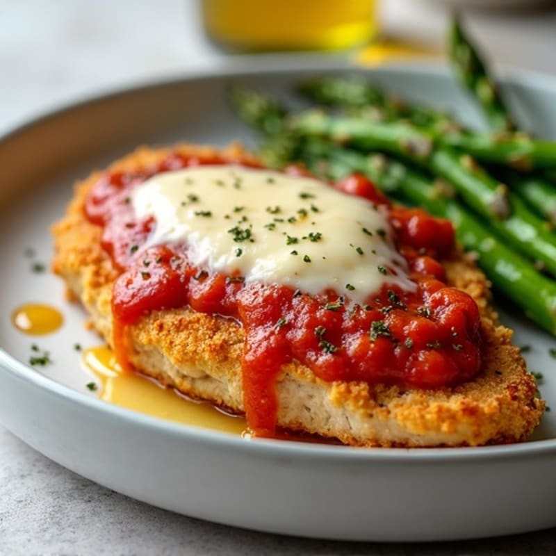 Crispy Baked Chicken Parmesan with Roasted Asparagus