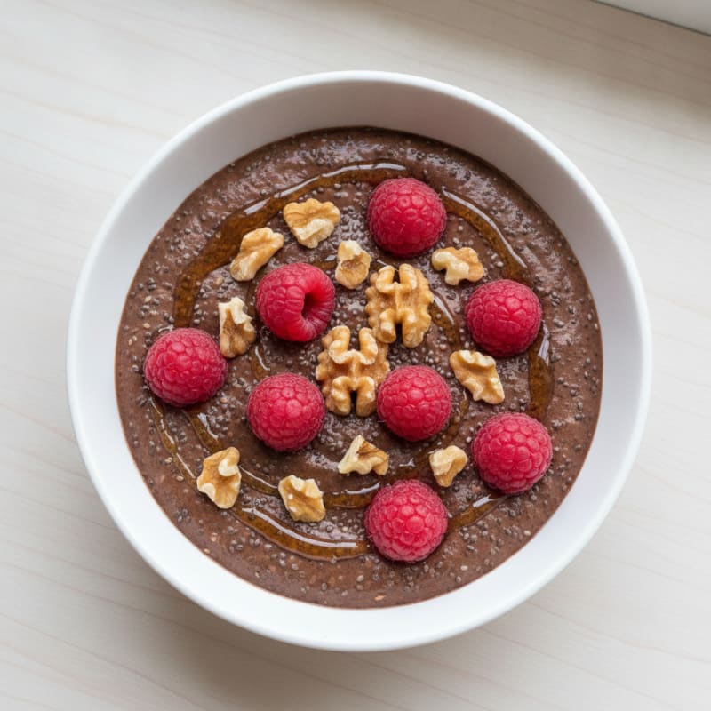 Greek Yogurt Chocolate Protein Mousse with Chia Seeds
