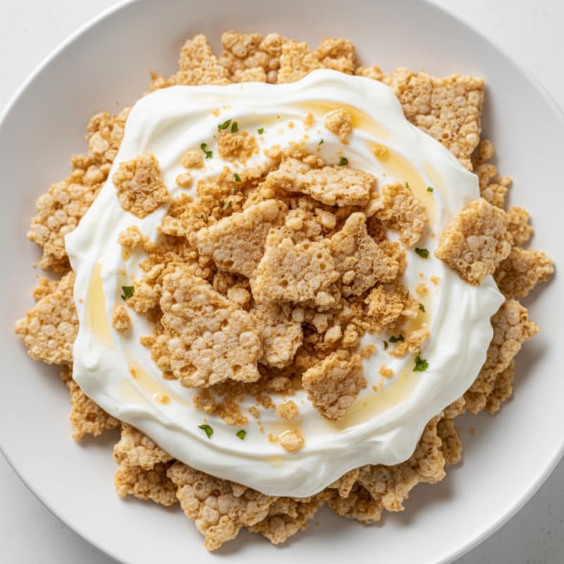 Protein Yogurt Parfait with Crushed Rice Crackers