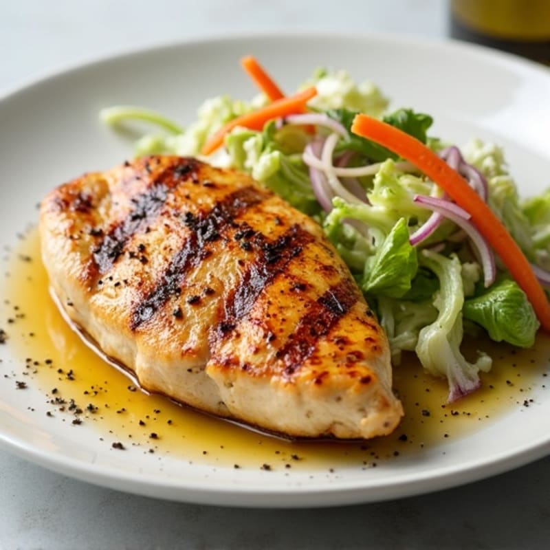 Grilled Chicken Breast with Crunchy Cabbage Slaw