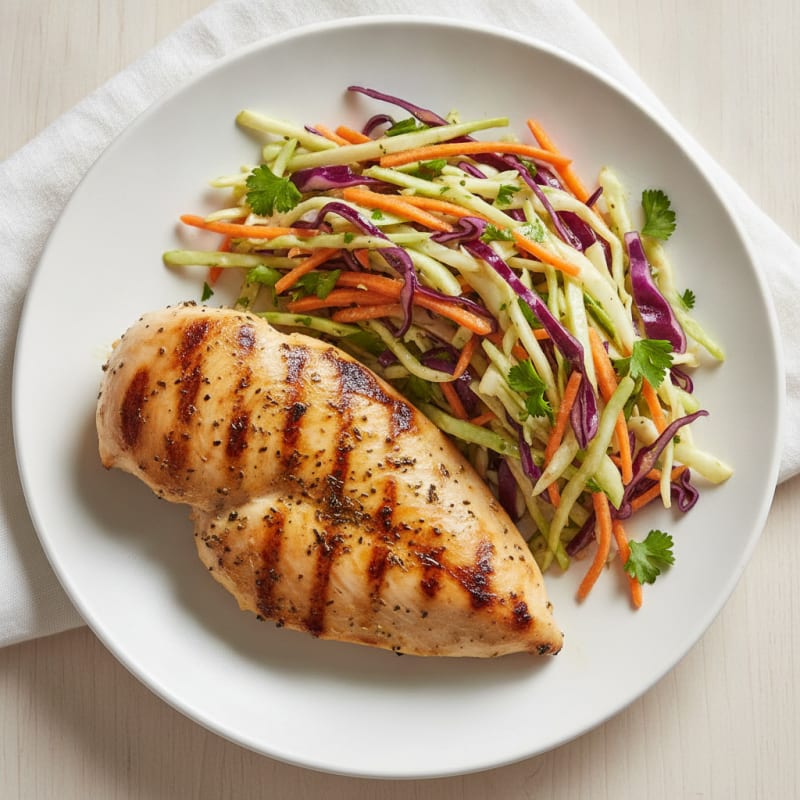 Grilled Chicken Breast with Crunchy Cabbage Slaw