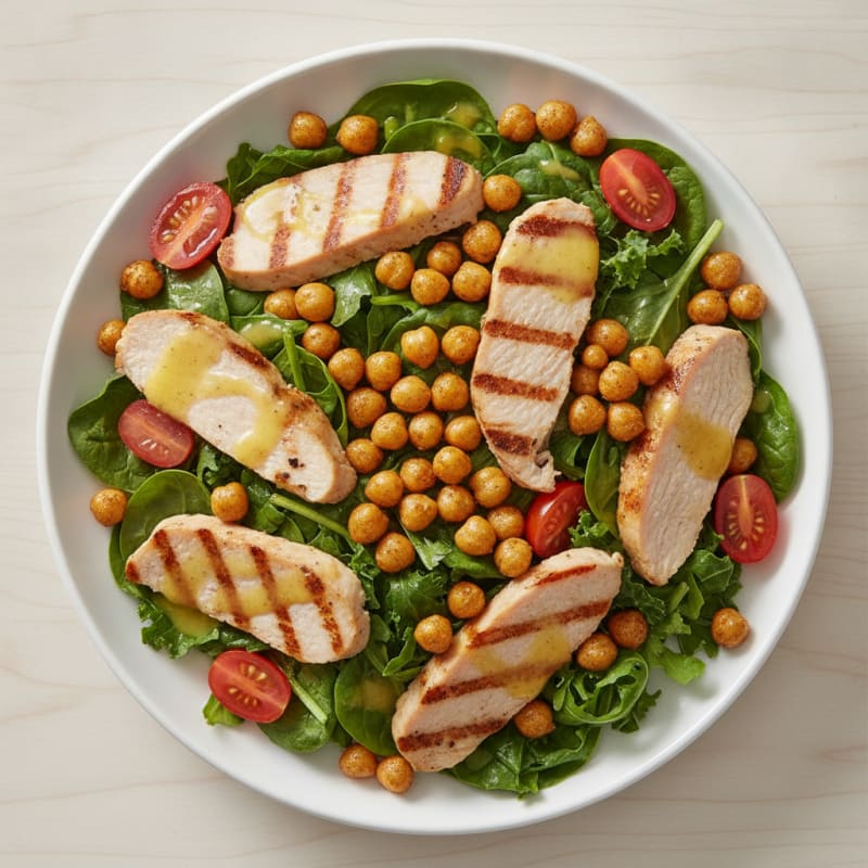 Grilled Turkey Breast Salad with Roasted Chickpeas