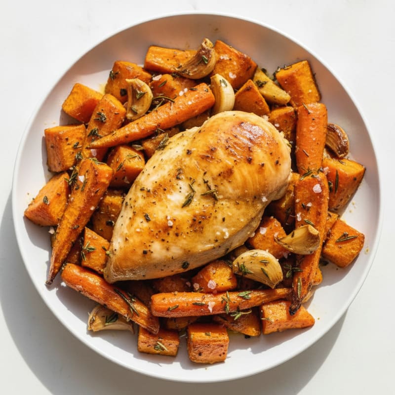 Garlic Herb Roasted Chicken with Root Vegetables