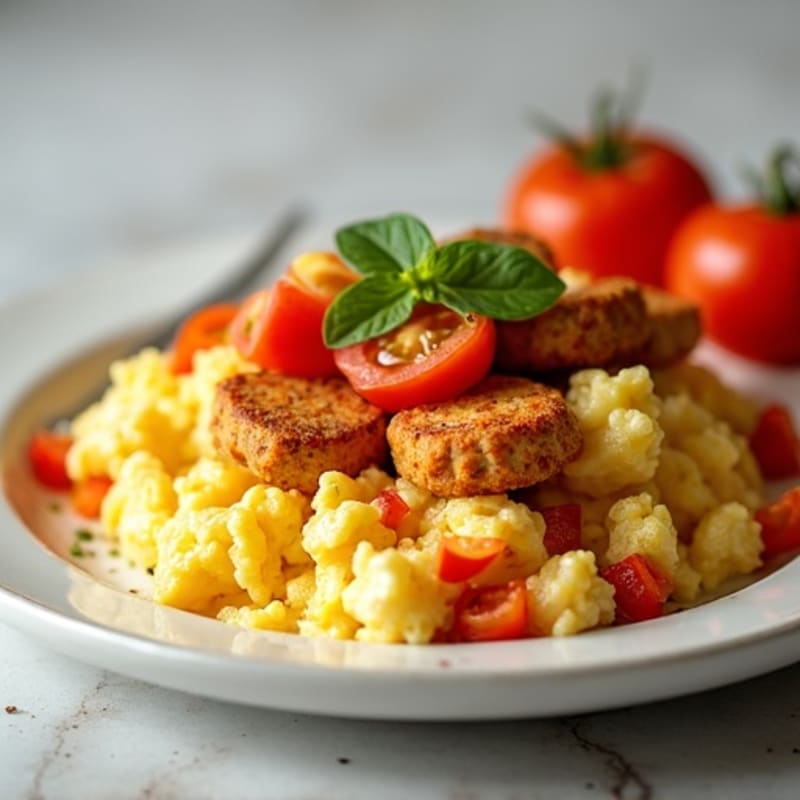 Egg White Chicken Longganisa Scramble with Tomatoes