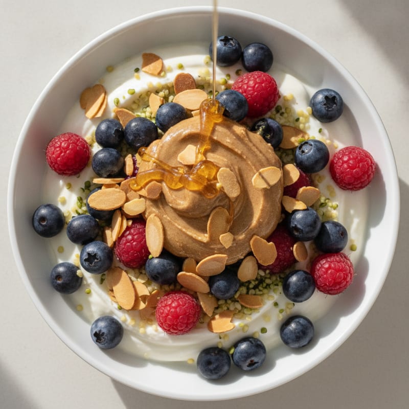 Creamy Greek Yogurt Parfait with Mixed Berries and Almond Butter