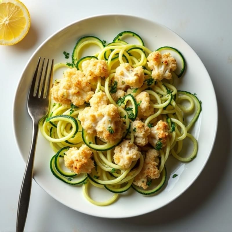 Creamy Cashew Cauliflower Alfredo with Zucchini Noodles