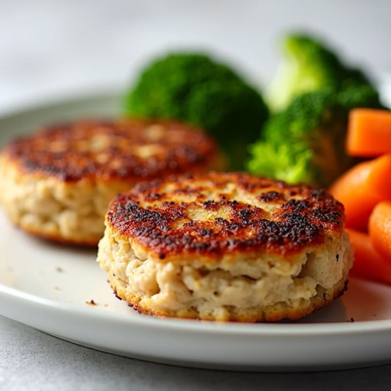 Seared Turkey Patties with Steamed Broccoli and Carrots