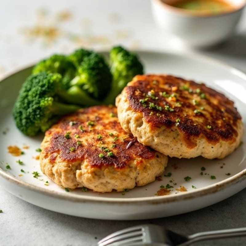 Seared Turkey Patties with Steamed Broccoli