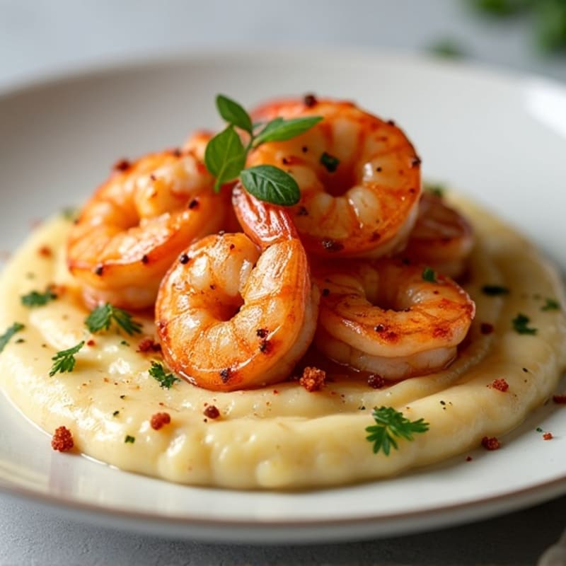 Cajun-Spiced Pan-Seared Shrimp with Creamy Grits