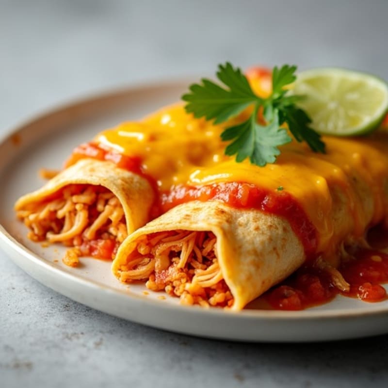 Baked Shredded Chicken Enchiladas with Zesty Sauce
