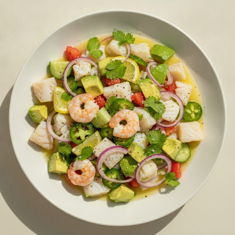 Citrus-Marinated Seafood Ceviche with Avocado