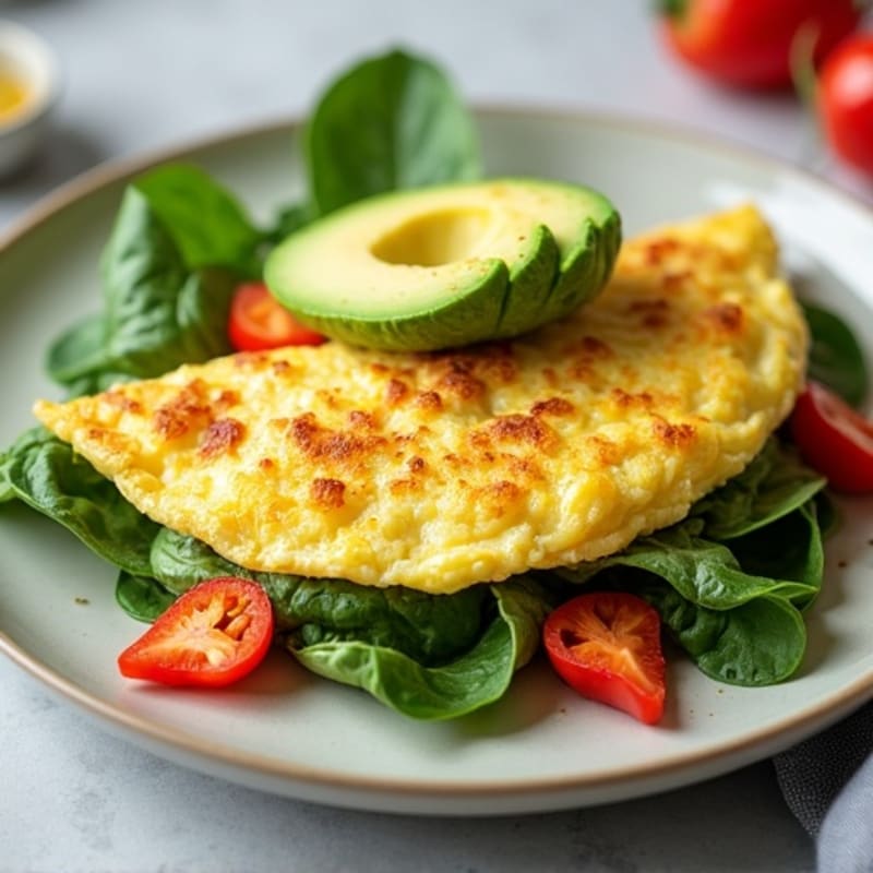 Fluffy Spinach Feta Egg White Omelet