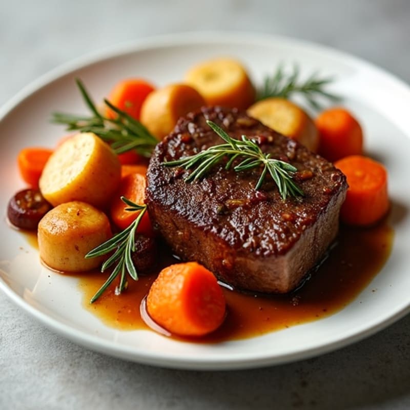 Tender Slow-Cooked Beef Pot Roast with Roasted Root Vegetables
