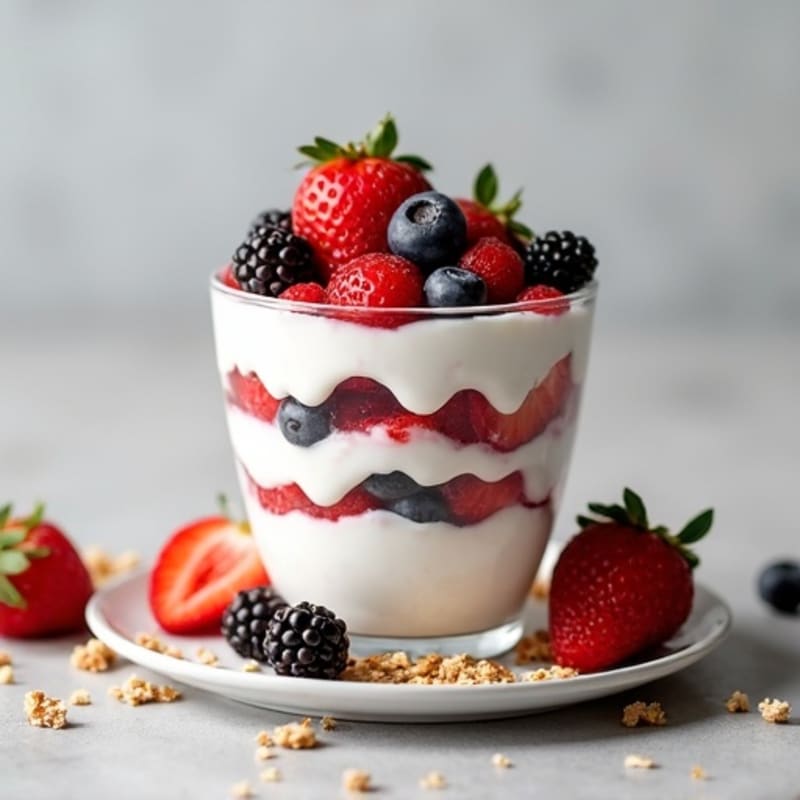 Greek Yogurt Parfait with Fresh Berries and Crunchy Granola