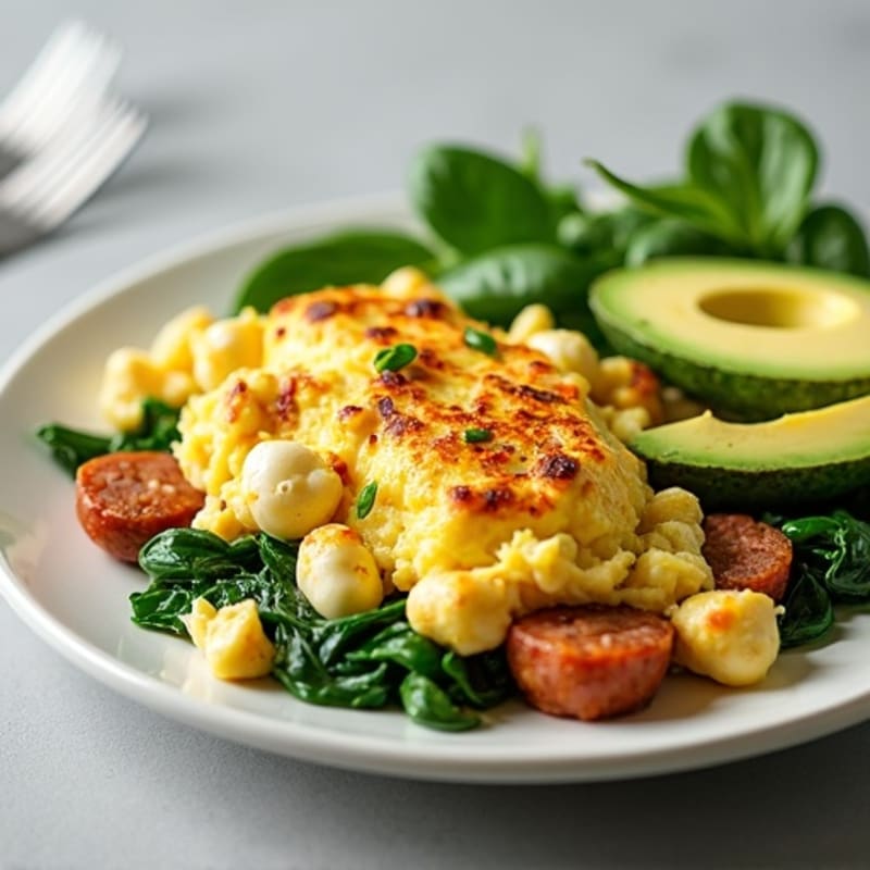 Egg White and Turkey Sausage Scramble with Spinach