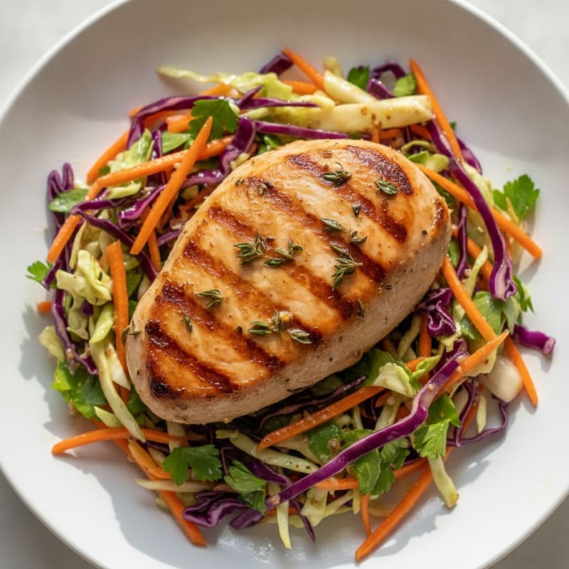 Grilled Turkey Breast with Crunchy Cabbage Slaw