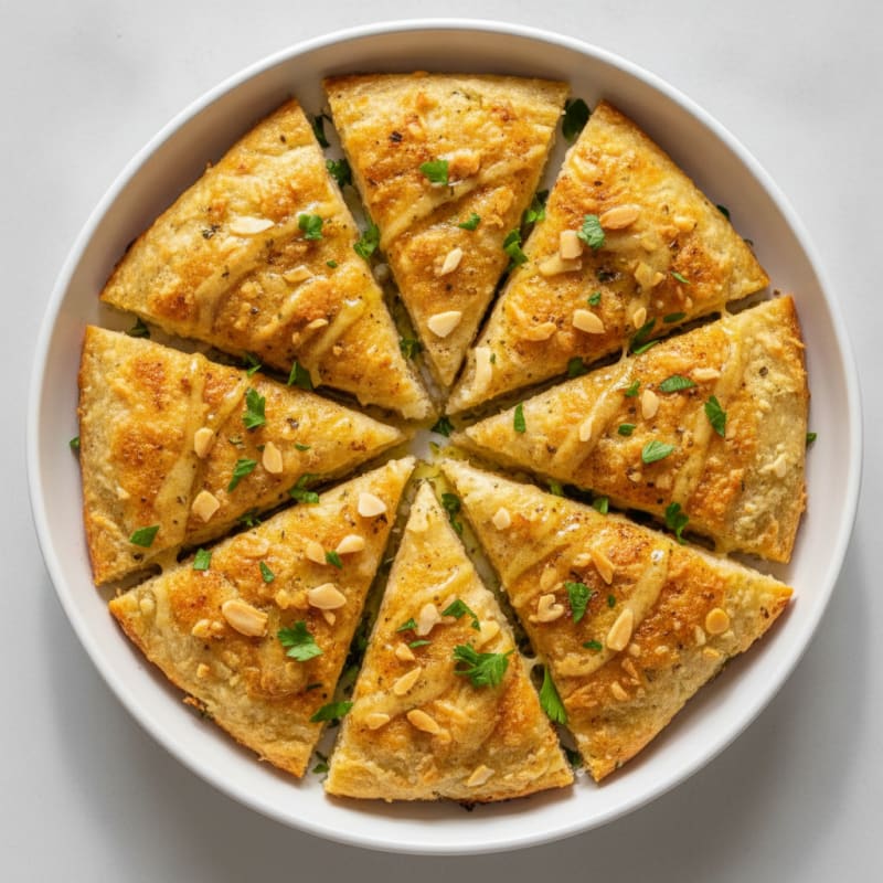 Baked Mozzarella Almond Triangles with Garlic Herb