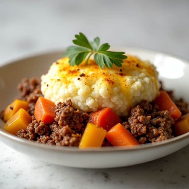 Savory Lean Ground Beef Shepherd's Pie with Creamy Cauliflower Mash