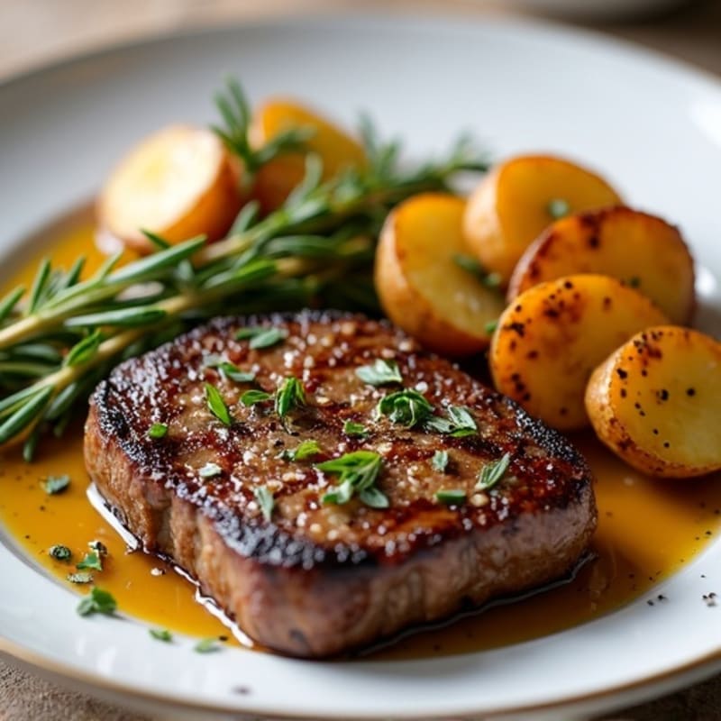 Garlic Herb Seared Steak with Crispy Roasted Potatoes