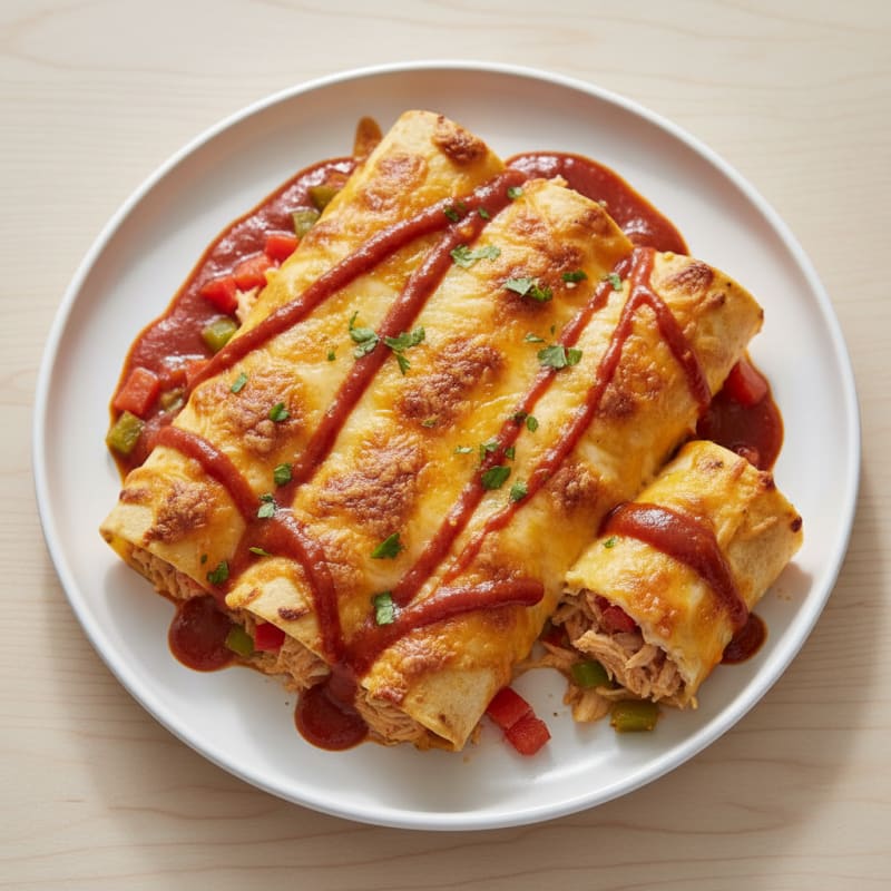 Creamy Chicken Enchiladas with Zesty Chili Sauce