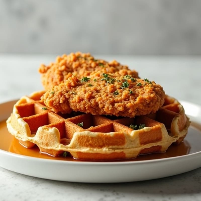 Crispy Baked Chicken with Fluffy Whole Wheat Waffles