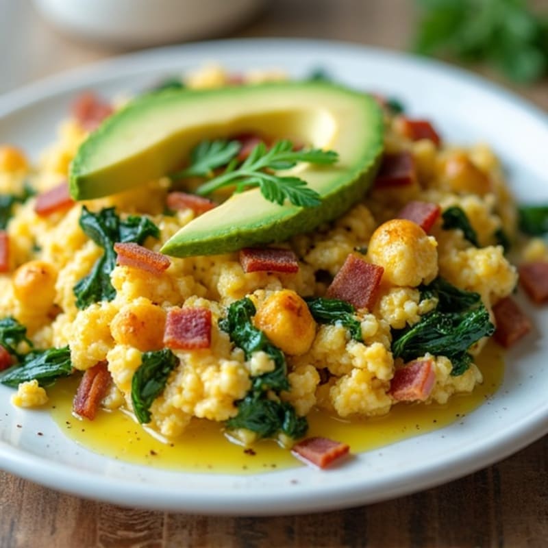 Cottage Cheese Scramble with Spinach and Turkey Bacon