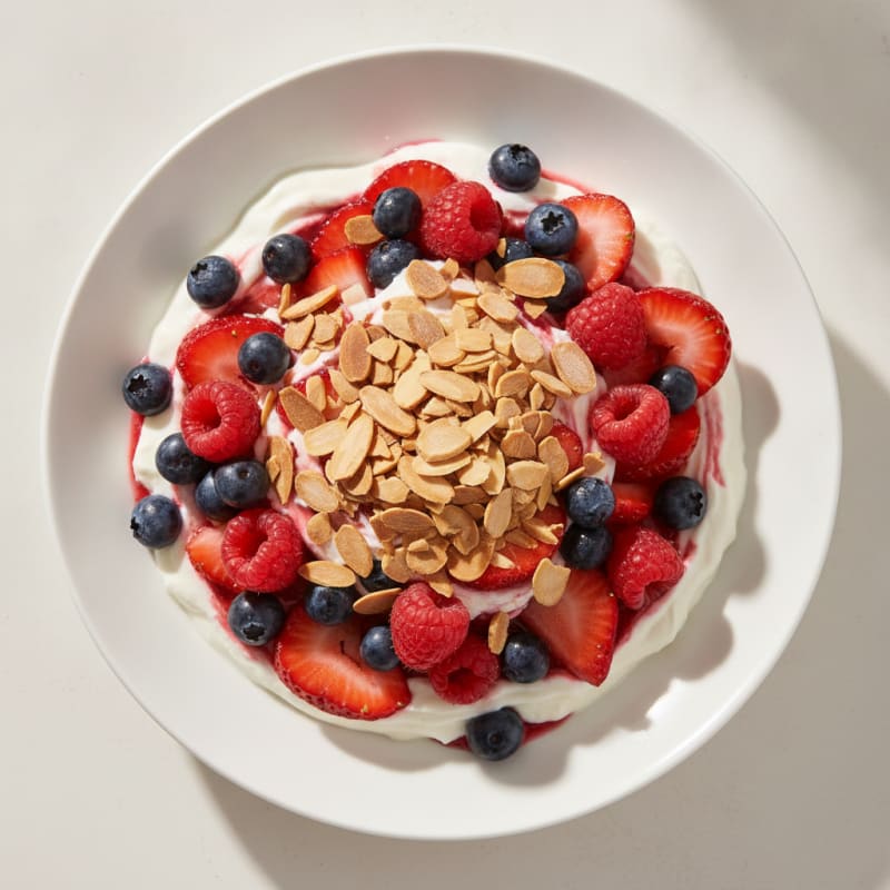Silky Greek Yogurt Protein Parfait with Berries and Almonds
