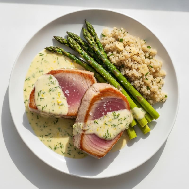 Pan-Seared Tuna with Lemon-Dill Sauce